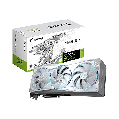 GIGABYTE AORUS GeForce RTX 5080 Master ICE 16G Graphics Card, WINDFORCE Cooling System, 16GB 256-bit GDDR7, GV-N5080AORUSM ICE-16GD Video Card