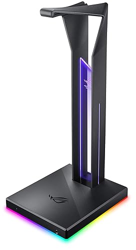 ASUS ROG Throne Qi Gaming Headset Stand - Wireless Charging | 2 USB Ports & Aux Input | Arc Design for Stable & Secure Storage | Built-In DAC & Amplifier for Immersive Audio | Aura Sync RGB Lighting