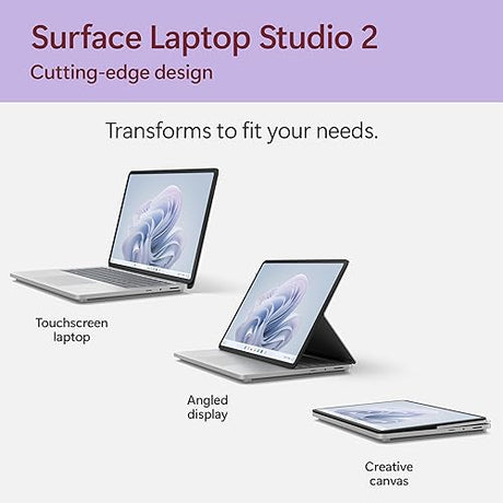 Microsoft Surface Laptop Studio 2 (2023) - 14.4 Touchscreen - Intel Core i7, 32GB RAM, NVIDIA RTX 2000 Ada, 1TB SSD, Windows 11, Platinum Color Copilot Intel i7 32 GB 1 TB NVIDIA® RTX™ 2000 Ada