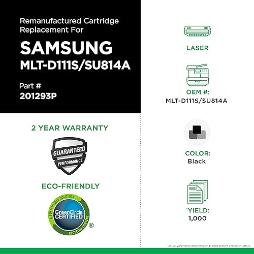 Clover Remanufactured Toner Cartridge Replacement for Samsung MLT-D111S | Black