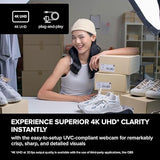 Creative Live! Cam 4K UHD USB Webcam with Backlight Compensation, Up to 60 FPS, 95° Wide-Angle Lens, Privacy Lens, Built-in Mics, Plug & Play for PC and Mac