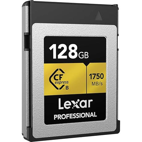 Lexar 128GB Professional CFexpress Type B Memory Card Gold Series, Up to 1750MB/s Read, Raw 8K Video Recording, Supports PCIe 3.0 and NVMe (LCXEXPR128G-RNENG)