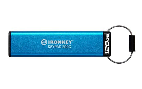 Kingston Ironkey Keypad 200 USB-C 128GB Encrypted Flash Drive | OS Independent | FIPS 140-3 Level 3 | XTS-AES 256-bit | BadUSB and Brute Force Protection | Multi-Pin Option | IKKP200C/128GB