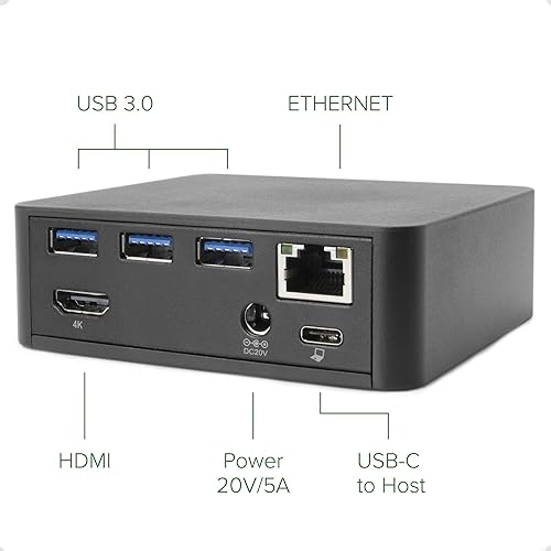 Plugable USB-C Dock With 85W Charging for Thunderbolt 3 and MacBooks, Select Windows Laptops (HDMI 4K@30Hz, Ethernet, 4 USB 3.0 Ports, USB-C PD, VESA Mount)