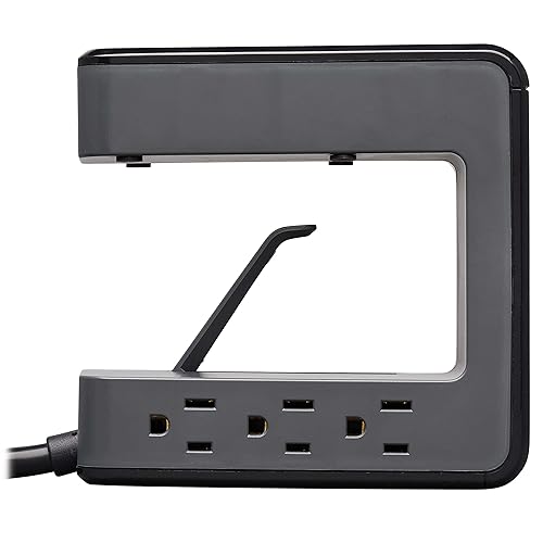 Tripp Lite Safe-IT Desk Clamp Surge Protector, 6-Outlets, USB-C & 2 USB Charging Ports, Hospital-Grade Protection, 8 Ft / 2.4M Cord, 50,000 Insurance & Lifetime Manufacturer's Warranty (TLP648UCBAM) Black 6 Outlets + 2 USB & 1 USB-C Safe-IT