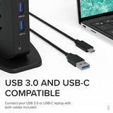 Plugable USB 3.0 and USB-C Universal Laptop Docking Station with 2 HDMI Ports for Windows, Mac (Driver Required), and ChromeOS. Gigabit Ethernet, Audio