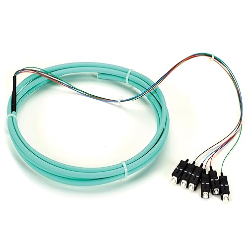 Black Box FOPT50M3-SC-6AQ-3 OM3 50-Micron Multimode Fiber Optic Pigtail - 6-Strand, Ofnr, PVC, SC, Aqua, 3-M (9.6-ft.)