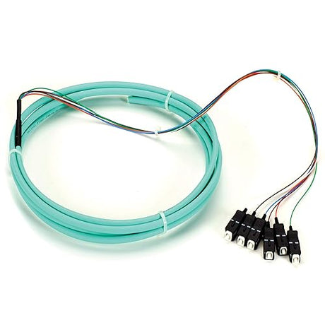 Black Box FOPT50M3-SC-6AQ-3 OM3 50-Micron Multimode Fiber Optic Pigtail - 6-Strand, Ofnr, PVC, SC, Aqua, 3-M (9.6-ft.)