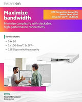 HPE Networking Instant On Switch Series 1960 24-Port Gb Smart-Managed Layer 2+ Ethernet Switch | 24x 1G | 2X 10GBase-T, 2X SFP+ | Stackable | US Cord (JL806A#ABA)