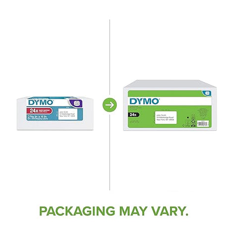 DYMO Authentic LabelWriter Standard Shipping Labels for LabelWriter Label Printers (30256), White, 2-5/16'' x 4'', 24 Rolls of 300