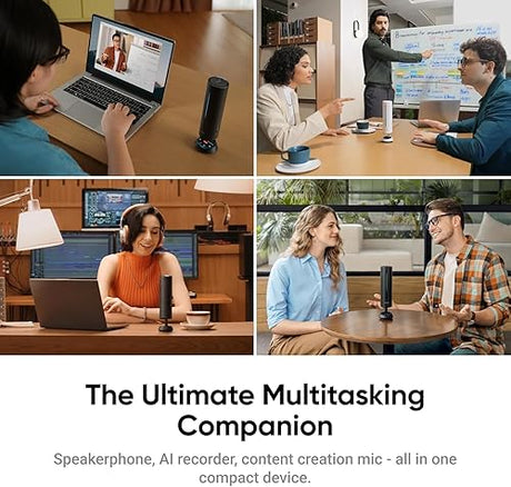 Insta360 Wave - Professional Speakerphone with AI Recording Suite,Voice Recorder, 8 Noise-Canceling Mics w/Beamforming, AI Transcript & Summary, 99 Languages, 32GB, Meetings, Podcasts, Livestreams