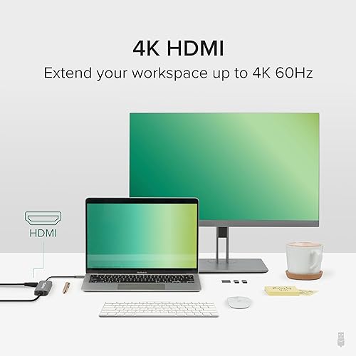 Plugable 7-in-1 USB C Hub Multiport Adapter with Ethernet Driverless Compatibility with Mac, Windows, iPhone 15, Chromebook, USB4, Thunderbolt, 100W Charging, Ethernet, 4K60Hz HDMI, 2X USB, SD/microSD