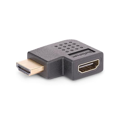 StarTech.com Right Angle HDMI 2.0 Adapter, Male to Female, Horizontal 90-Degree Angled HDMI Port Saver/Extension, 4K 60Hz