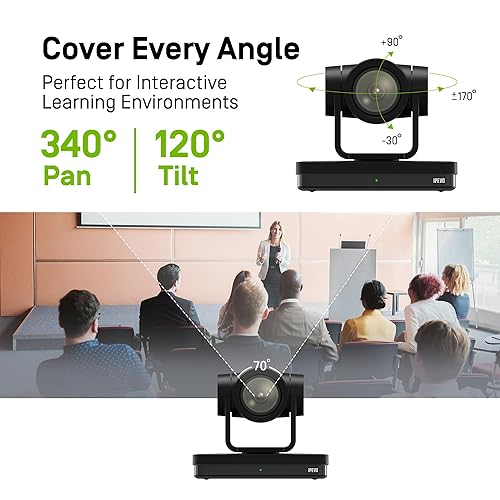 IPEVO VC-Z4K UHD 4K PTZ Camera: 1/2.8 HD CMOS, 12X Optical Zoom, AI AutoTracking, HDMI/USB-C, LAN, PoE. Ideal for Education, Video Conferencing, Church, Live Streaming on YouTube, OBS, Zoom - Black