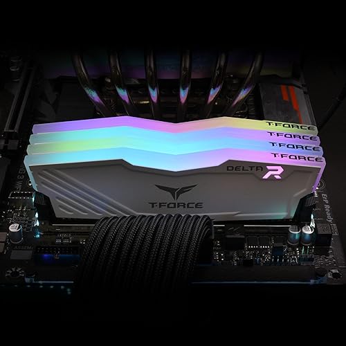 TEAMGROUP T-Force Delta RGB DDR4 16GB (2x8GB) 3600MHz (PC4-28800) CL18 Desktop Gaming Memory Module Ram TF4D416G3600HC18JDC01 - White