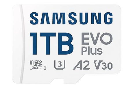 SAMSUNG EVO Plus microSD Memory Card + Adapter, 1TB Micro SDXC, Up to 160MB/s, UHS I, C10, U3, V30, A2, for Gaming Devices, Android Tablets and Smartphones, Memory Card, MB-MC1T0SA/CA [Canada Version]