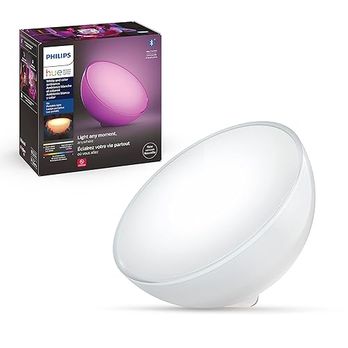 Philips Hue Go White and color Portable Dimmable LED (Bluetooth & Zigbee) Smart Light Table Lamp, White,6 watts White 1 Count (Pack of 1) Go Lamp