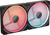 CORSAIR iCUE Link LX140-R RGB 140mm PWM Reverse Fans – Dual Fan Kit – Low-Noise, CORSAIR Magnetic Dome Bearing, Dual Light Loops, CORSAIR QuikTurn™ Screws, Zero RPM Mode – Black 2 x 140mm Black