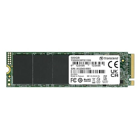 Transcend 500GB MTE115S NVMe Internal SSD - Gen3 x4 PCIe M.2 2280, Up to 3,200MB/s - TS500GMTE115S