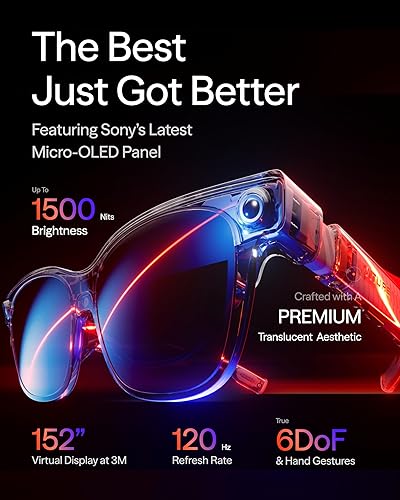 VITURE Luma Ultra XR Glasses, 152'' Ultra Sharp Display, Full 6Dof Support, AR Hand Gestures, 52° FOV, 1500 Nits, for iPhone 17/16/15, Android, Mac, PC, Switch&Switch 2, World's 1st Real-time 2D to 3D