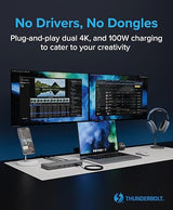 Plugable Thunderbolt 4 Dock for M4 MacBook Air & Pro: 100W Charging Driverless Laptop Docking Station with 4K HDMI Dual Monitor or Single 6K, 6X USB, SD, Ethernet, Thunderbolt Certified (TBT-UDM)