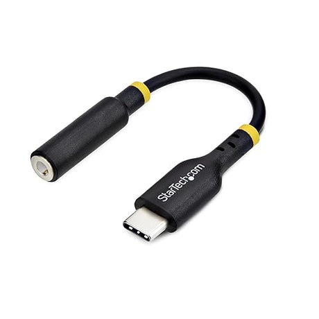 StarTech.com 5in (12.7cm) USB-C to 3.5mm TRRS Headphone/Headset Jack Audio Adapter, 32-bit DAC, USB C Aux Dongle for PC/Phone