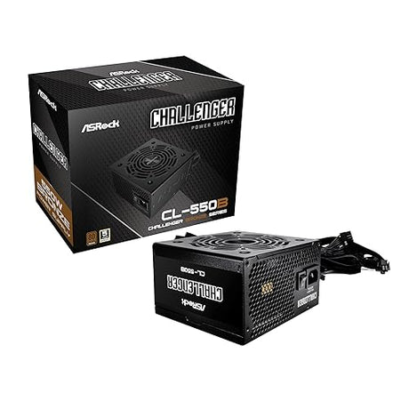 ASRock Chanllenger Power Supply 550W ATX 2.52 120mm Golf Blade Fan 5 Years Warranty Taiwanese Capacitor CL-550B 80 Plus Bronze Certified Non-Modular Bronze Chanllenger 550W