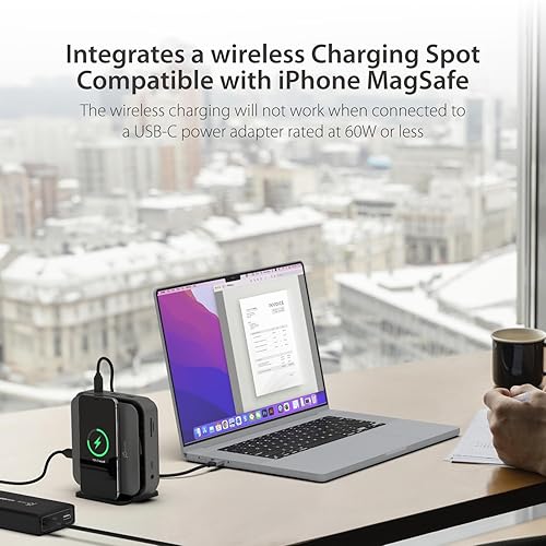 j5create USB-C Dock Dual 4K HDMI - Supports Dual Extended 4K Display for Windows and M1/M2/M3 MacBook, Built-in 15W Magnetic Wireless Charger, USB-A x 2, USB-C x 2, Gigabit ethernet (JCD3199)