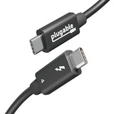 Plugable Thunderbolt 4 Cable with 240W Charging, Thunderbolt Certified, 3.3 Feet (1M),1x 8K Display, 40 Gbps, Compatible with USB4, Thunderbolt 3, USB-C - Driverless