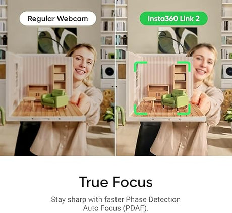 Insta360 Link 2 - PTZ 4K Webcam for PC/Mac, 1/2 Sensor, AI Tracking, HDR, AI Noise-Canceling Mic, Gesture Control for Streaming, Video Calls, Gaming, Works with Zoom, Teams, Twitch & More