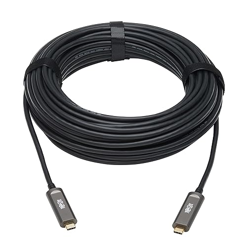 Tripp Lite USB-C Fiber (10 Gbps) Data Cable, USB 3.2 Active Optical Cable, Male to Male, Black, Plenum-Rated for in Wall & Ceiling Installations, 33 Feet / 10 Meters, 3-Year Warranty (U420F-10M-D3)