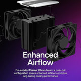 Cooler Master V4 Alpha 3DHP Black CPU Air Cooler, Alpha 3DHP Heat Pipe Technology, Dual Mobius 120 PWM Fans, Quiet Operation, Easy Install, AMD Ryzen 9 AM5|4, Intel Ultra 9 LGA 1851|1700