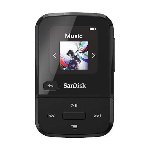 SanDisk 32GB Clip Sport Go MP3 Player, Black - LED Screen and FM Radio - SDMX30-032G-G46K 32GB MP3 Player Black