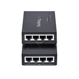 StarTech.com 4-Port Gigabit Midspan, PoE+ Injector, 802.3at and 802.3af, Wall-Mountable Power Over Ethernet Midspan, TAA