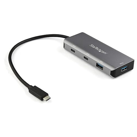 StarTech.com 4 Port USB C Hub w/ 2x USB A & 2x USB C - SuperSpeed 10Gbps USB Type-C 3.2 Gen 2 Hub - USB Bus Powered - Portable USB-C to USB Adapter Hub - Aluminum - 9.8" (25cm) Cable (HB31C2A2CB) 4 Port | w/ 2x USB A & 2x USB C | USB Bus Powered