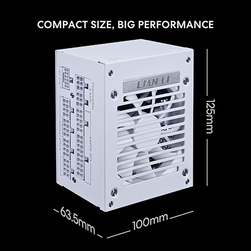 Lian Li SP850 Gold - 850 Watt SFX Form Factor Power Supply with Native 12V-2x6 Cable - Low Noise - 80 Plus Gold Efficiency - ATX 3.1 & PCIe 5.0 Compliant - 92mm FDB Fan - 10-Year - White (SP850G.W) Gold 850W (V2) White
