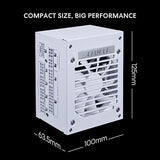 Lian Li SP750 Gold - 750 Watt SFX Form Factor Power Supply with 12V-2x6 Cable - Low Noise - 80 Plus Gold Efficiency - ATX 3.1 & PCIe 5.1 Compliant - Easy Cable Management - White (SP750G.W) Gold 750W V2 White