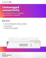 HPE Networking Instant On Switch Series 1430 8-Port Gb Unmanaged Layer 2 Ethernet Switch with PoE | 8X 1G | 8X CL4 PoE (64W) | Fan-Less | US Cord (R8R46A#ABA) 8G PoE 64W