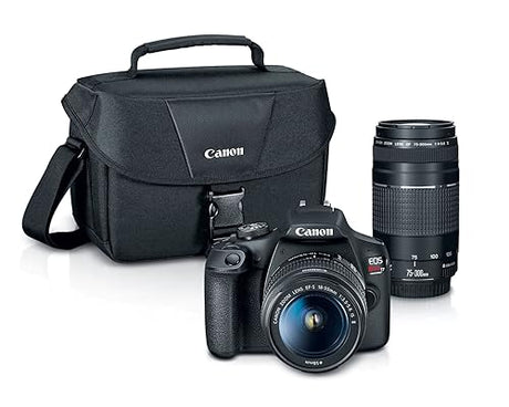 Canon EOS Rebel T7 DSLR Camera|2 Lens Kit with EF18-55mm + EF 75-300mm Lens, Black Body w/18-55mm & 75-300mm Lenses Base