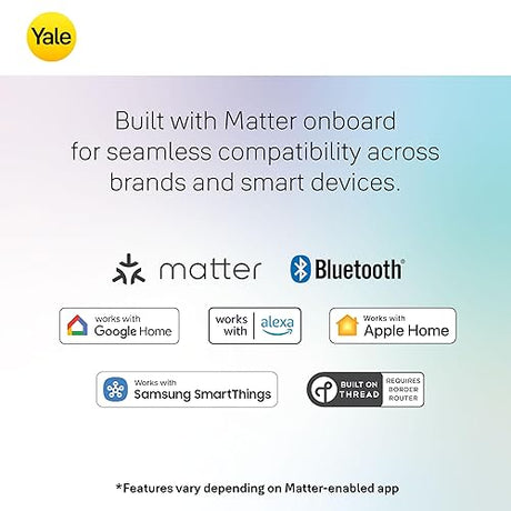 Yale Ash Keyed Deadbolt Smart Lock with Google Matter, YRD510-MT1-ASH