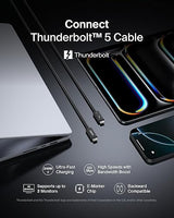 Belkin 3.3ft USB-C Thunderbolt 5 Cable w/ 240W Power Delivery, Bandwidth Boost Up to 120Gbps, 3x Faster Data Transfer, and 4K UHD Display Resolution - Intel-Certified Fast Charging USB-C Cable - Black