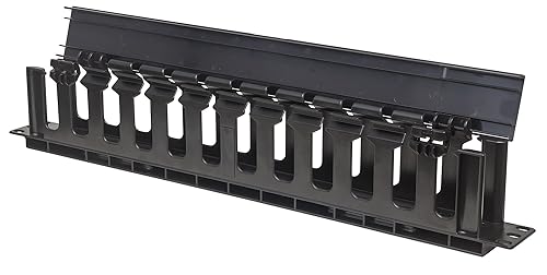 Intellinet 19 in. 1U Cable Wire Raceway Management Rack Panel – with Open Slot Wiring Duct - for Network and Server Cabinets – 3 Yr Mfg Warranty - 714679