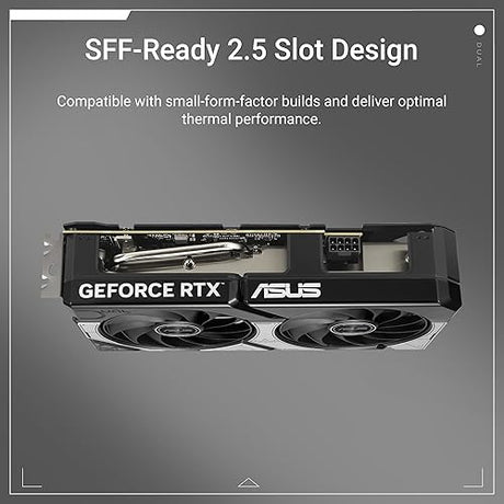 ASUS Dual GeForce RTX™ 5060 8GB GDDR7 OC Edition (PCIe 5.0, 8GB GDDR7, DLSS 4, HDMI 2.1b, DisplayPort 2.1b, 2.5-Slot Design, Axial-tech Fan Design, 0dB Technology, and More) Dual Fans RTX5060|OC|8GB