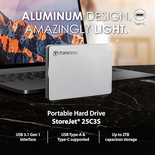 Transcend 1TB StoreJet External Hard Drive 2.5 (TS1TSJ25C3S)