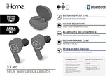 iHome XT-60 True Wireless Earbuds with Rechargeable Travel Case, Bluetooth Earphones with Microphone and Touch Control, White