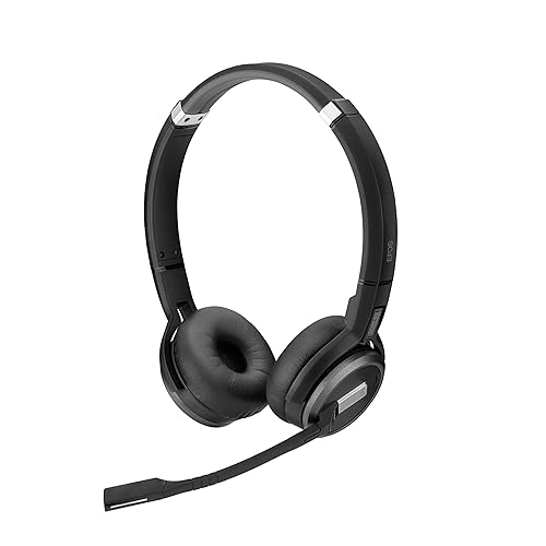 Sennheiser SDW 5063 (506588) - Double-Sided (Binaural) Wireless DECT Headset for PC/Softphone Connection Dual Microphone Ultra Noise Cancelling, Black