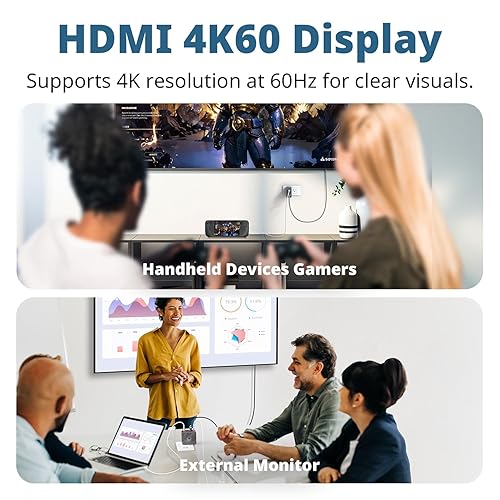 AVerMedia Portable Charger for Nintendo Switch/Steam Deck, 100W GaN Fast-Charging USB-C Hub & TV Dock with 4K60 HDMI, Compatible with iPhone, iPad, Laptop, PC, Gaming Accessories (Core Go - White)