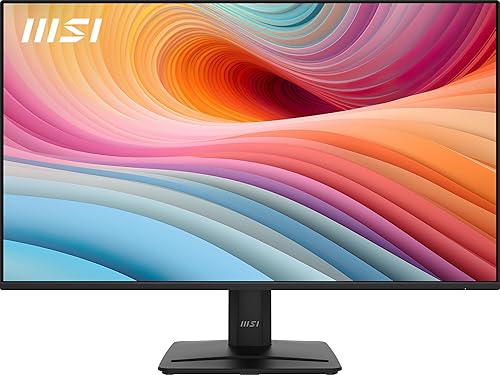 MSI PRO MP275 E2 27-inch IPS 1920 x 1080 (FHD) Gaming Office Monitor, 120Hz, Free-Synch, HDMI, DisplayPort, VGA Port, VESA Mountable, Tilt, Speaker, 4-Side Slim Bezel 1ms, Black