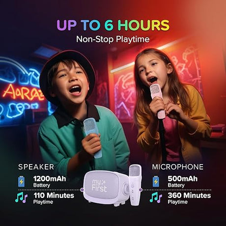 myFirst Voice 2 - Kids Mini Karaoke Machine with Wireless Microphone and Ai Voice Changer for Kids, Portable Bluetooth Speaker, Christmas Toys Gifts for Girls and Boy 3-12 Years Old (Purple)