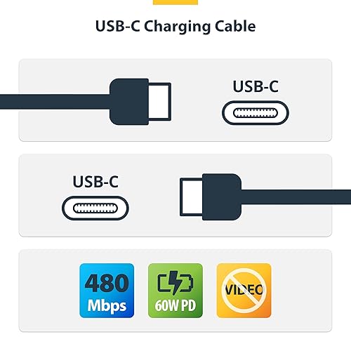StarTech.com 15ft (4.5m) USB-C Charging Cable, Charge & Sync, 60W (3A) PD, USB 2.0 Laptop Charger Cable, TPE, Charging Cord